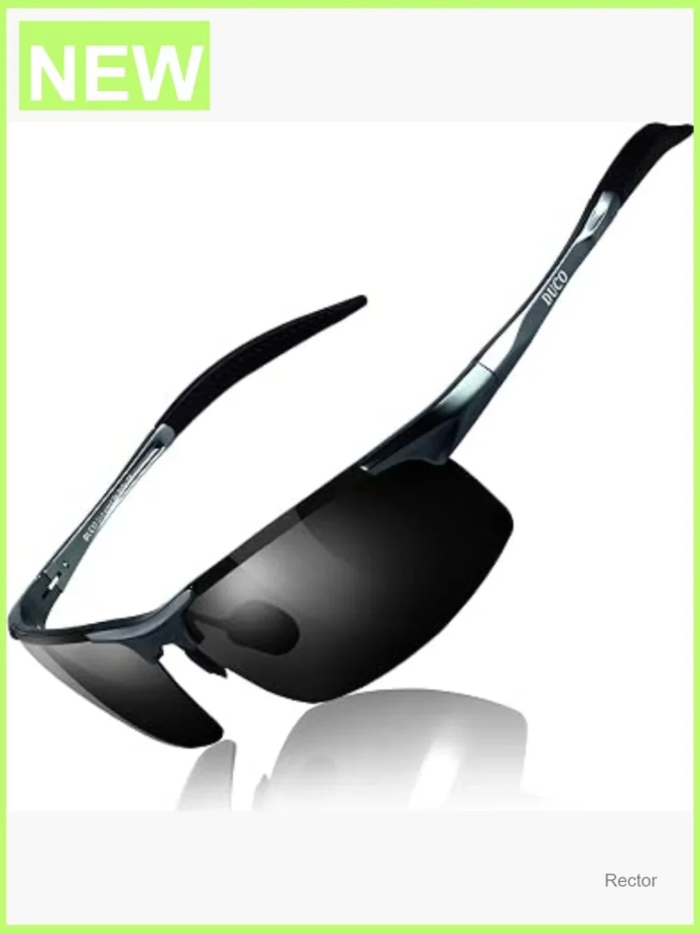 Mens Sports Polarized Sunglasses UV Protection Semi-Rimless Square